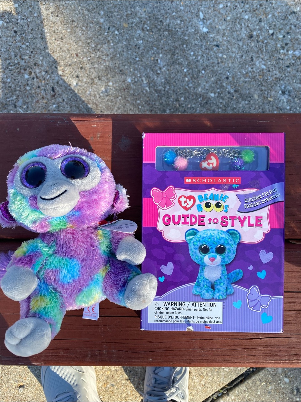 Scholastic Purple Rainbow TY Beanie Boos Plush with Guidebook